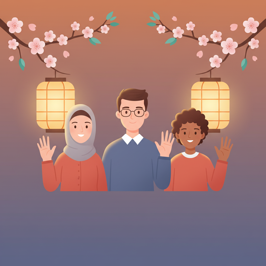 Wortschatzillustration zu こんばんは