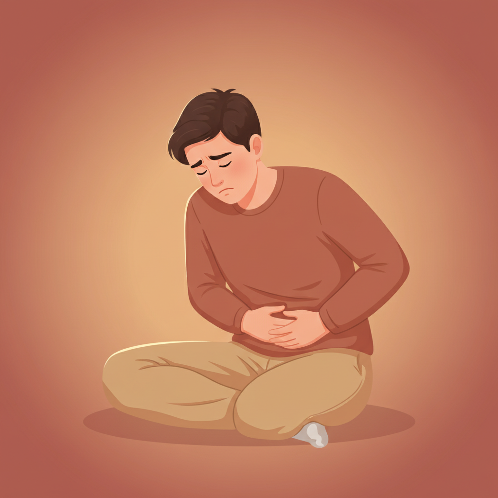 Wortschatzillustration zu Me duele el estómago