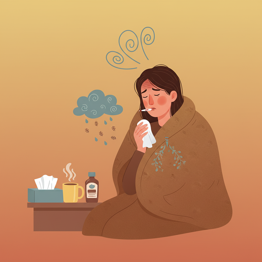 Wortschatzillustration zu Gripe