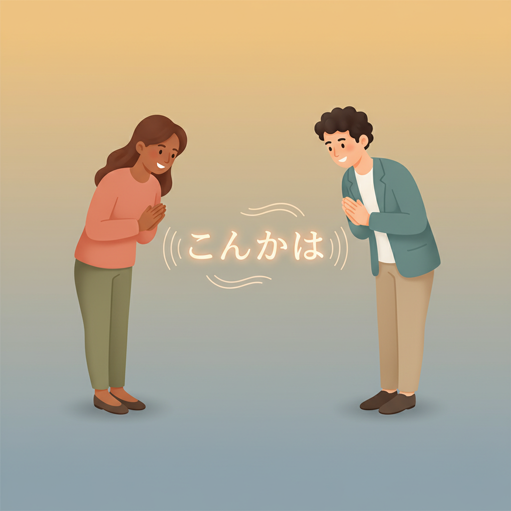 Wortschatzillustration zu こんにちは